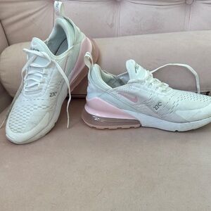 Nike youth  Air Max 270 White and Pink Sneakers